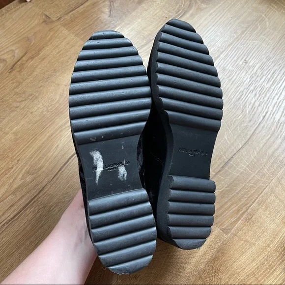 Karl Lagerfeld Black Velvet Izzy2 Flats Size 7.5 - Picture 4 of 8